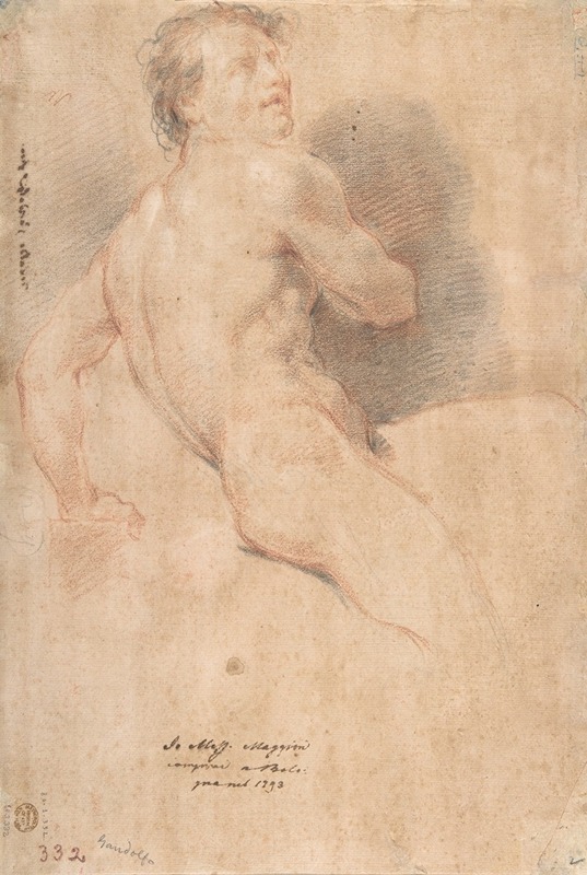 Seated Male Nude — Убальдо Гандольфи