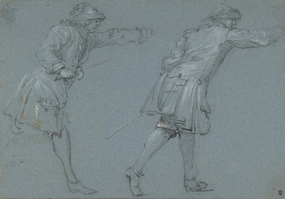 Study of Two Soldiers Swordfighting by Адам Франс ван дер Мюлен — digital art print download