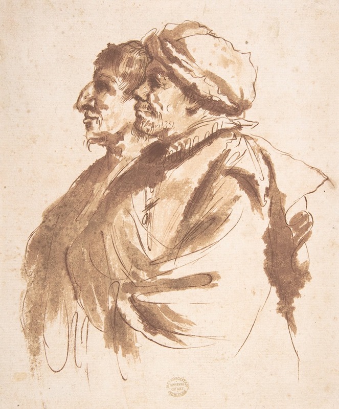 Two Men, Depicted Half-Length, in Profile by Follower of Guercino — digital art print download