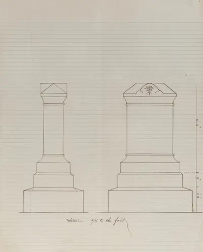 Grave Monument Design (Two elevations) by Alexander Maxwell — digital art print download