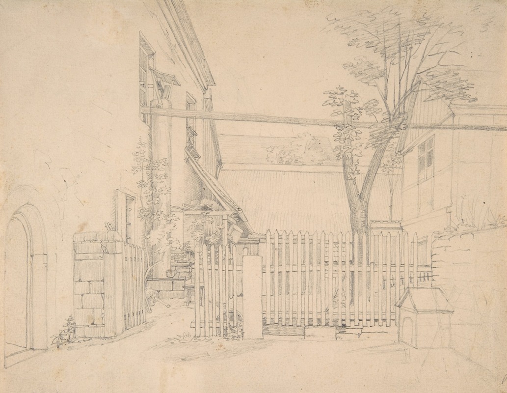 View of a Courtyard in Loschwitz — August Heinrich