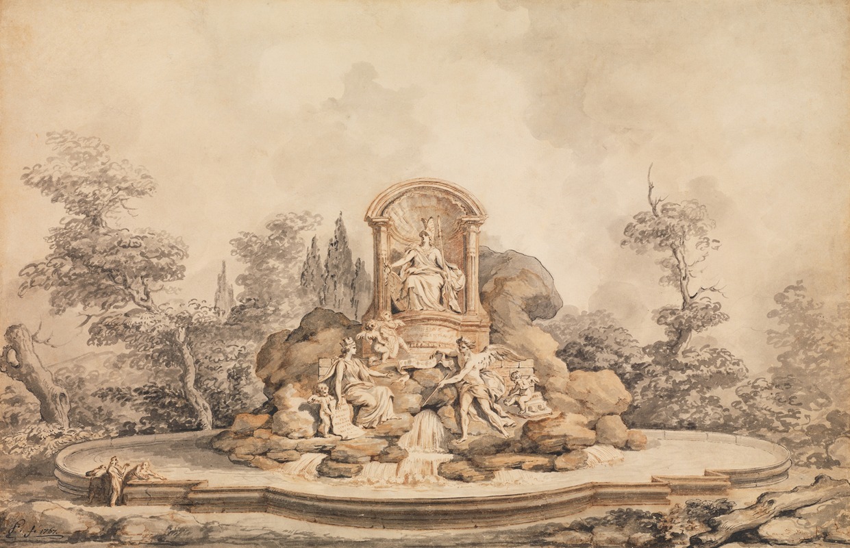 Project for a Monumental Fountain by Augustin Pajou, 1767 — digital art print download