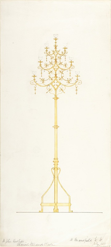 Design for Church Lamp Stand by B. Mansfield, 1889 — digital art print download