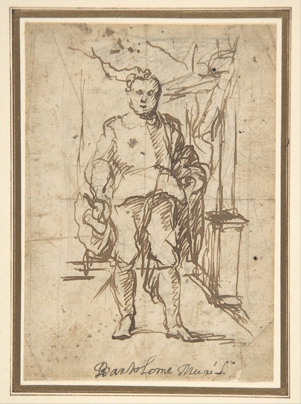 Standing Male Figure; Study for a Portrait by Бартоломе Эстебан Мурильо — digital art print download