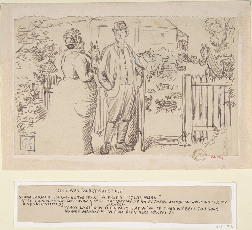She was 'Sorry She Spoke' by Чарльз Самуэль Кин, 1870–1891 — digital art print download