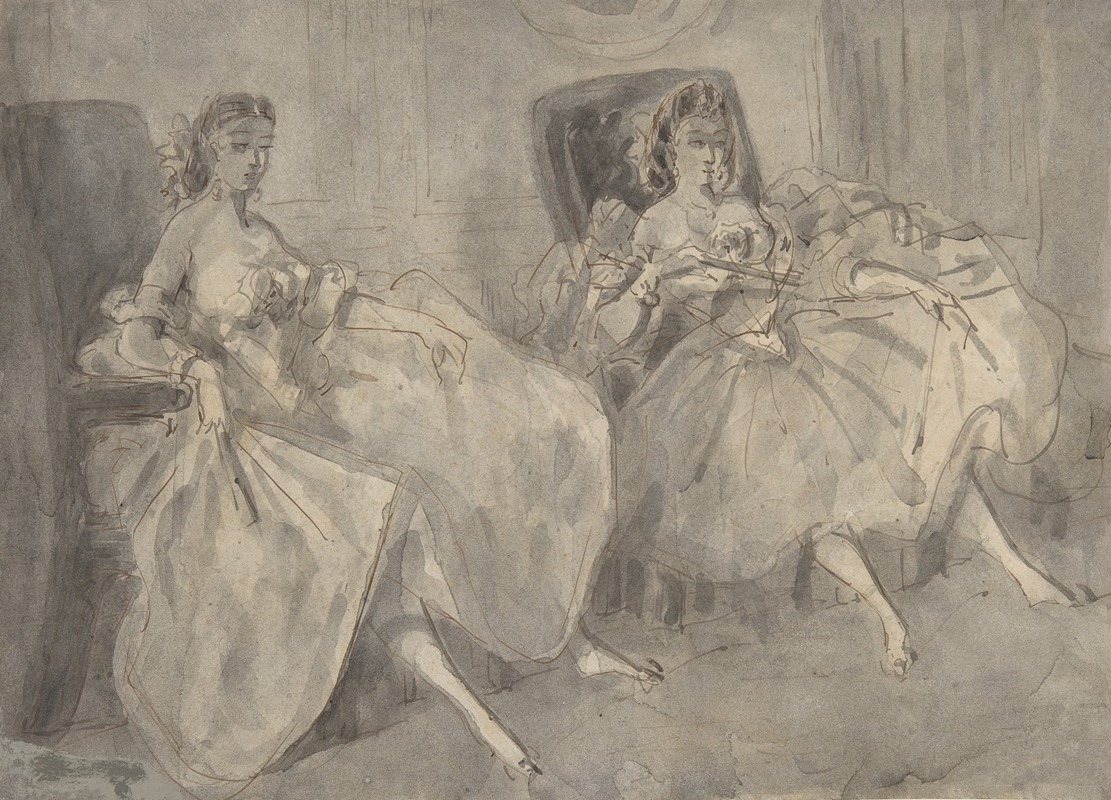 Two Seated Women by Константин Гай — digital art print download