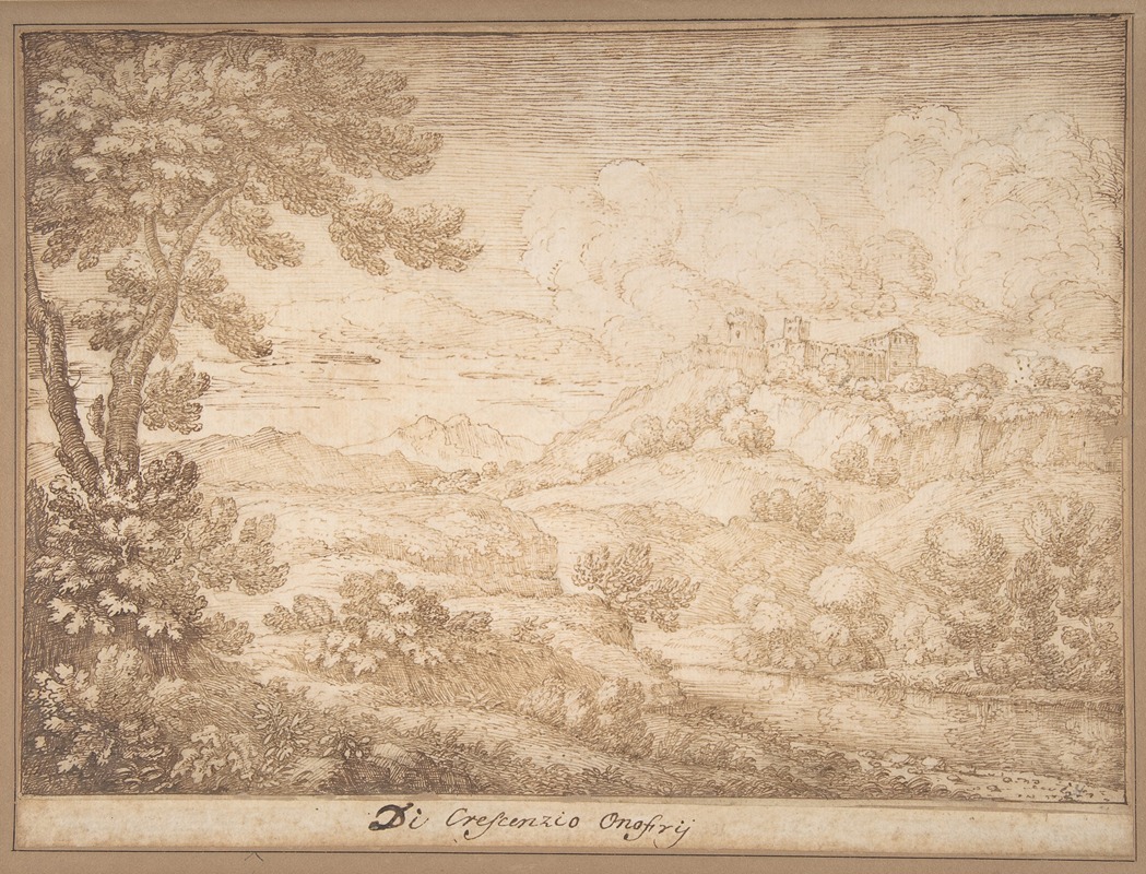 Landscape with a Castle on a Hill by Crescenzio Onofri, 1632–1712 — digital art print download