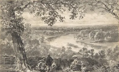 View of the Thames with Figures in Foreground by David Octavius Hill — digital art print download