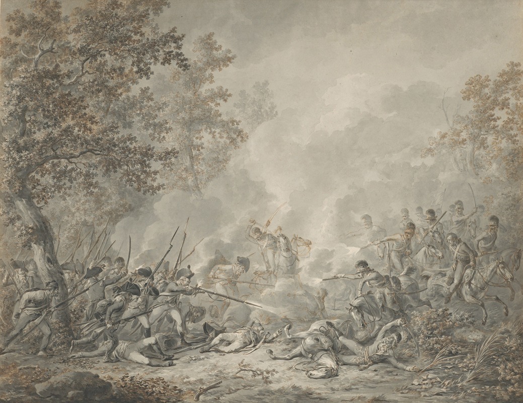 A Battle Between Cavalrymen and Infantry by Дирк Лангендайк, 1790 — digital art print download