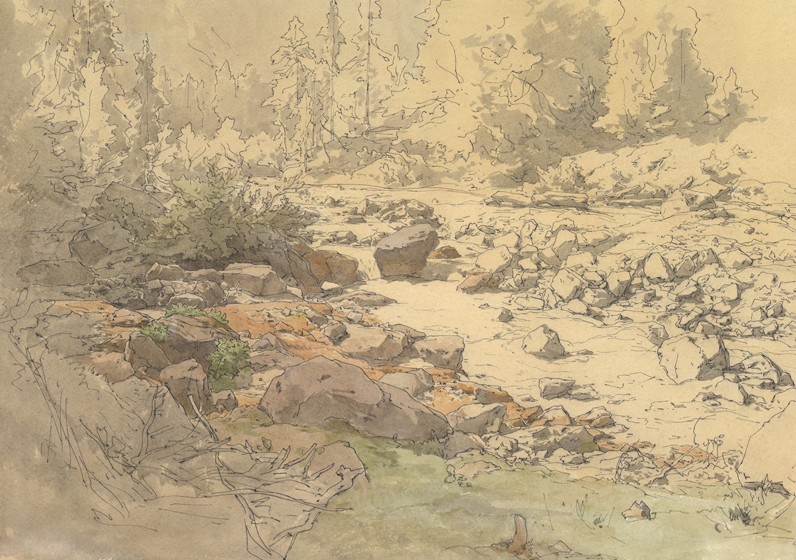 Landscape with Rocks in a River by Эдуард Пейтнер фон Лихтенфельс — digital art print download