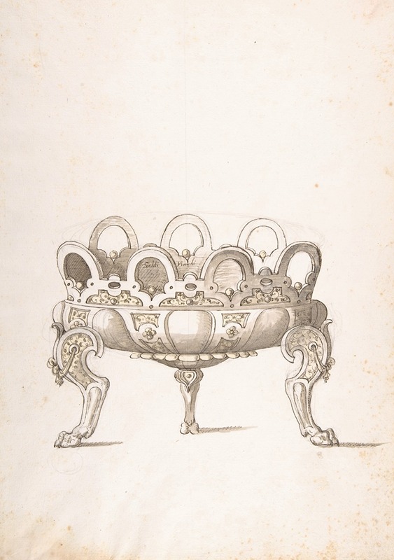 Design for Shallow Round Dish on Three Legs by Erasmus Hornick — digital art print download