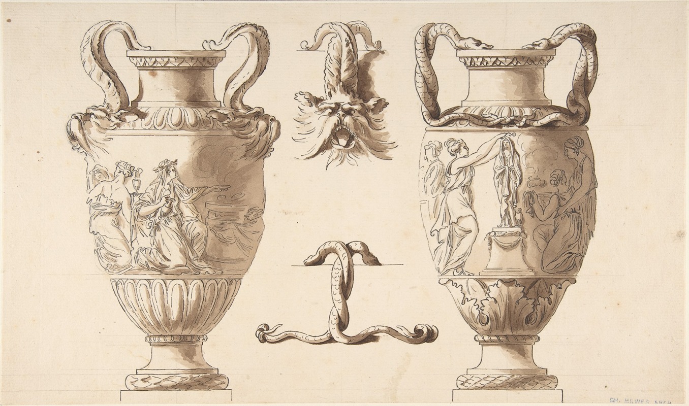 Designs for Two Urns by Etienne de Lavallée-Poussin — digital art print download