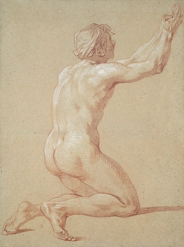 Kneeling Nude Youth with Raised Clasped Hands — Etienne Jeaurat