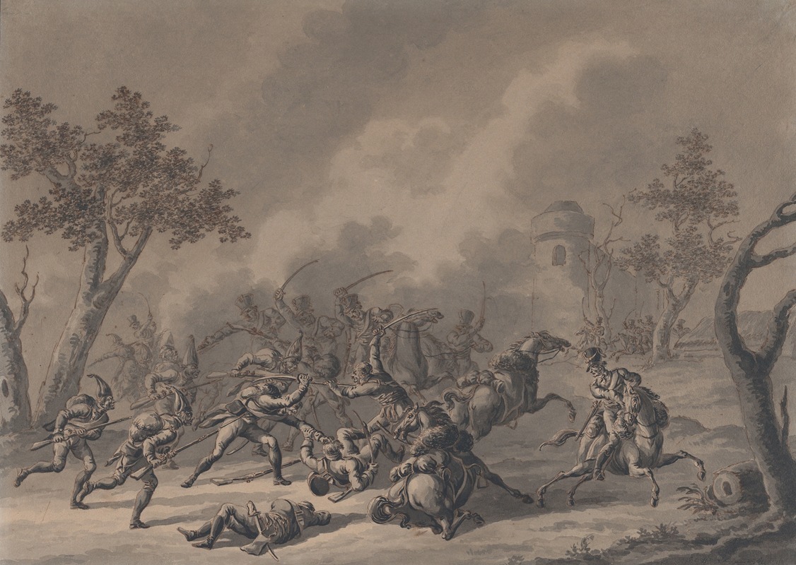 A Battle Between Cavalrymen and Infantry by Follower of Dirk Langendijk — digital art print download