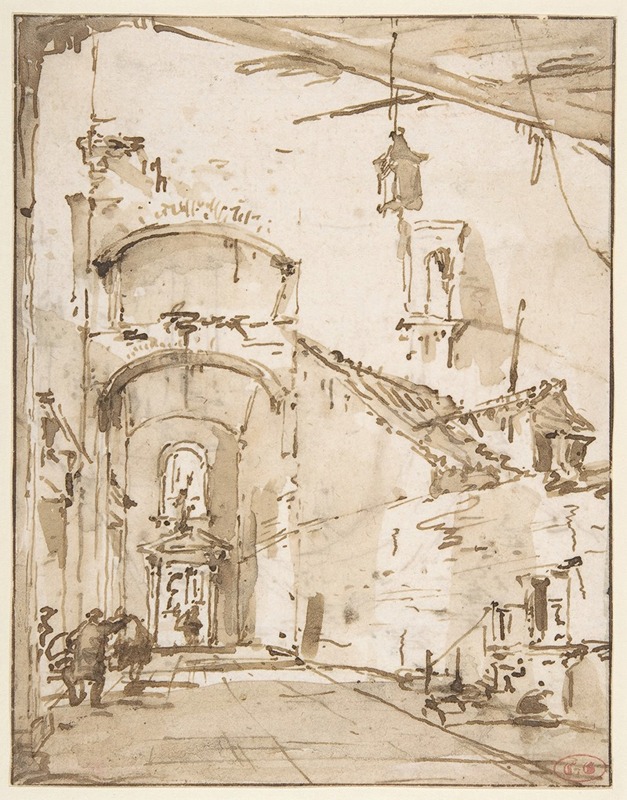 Architectural Capriccio; A Vaulted Passageway by Francesco Guardi — digital art print download