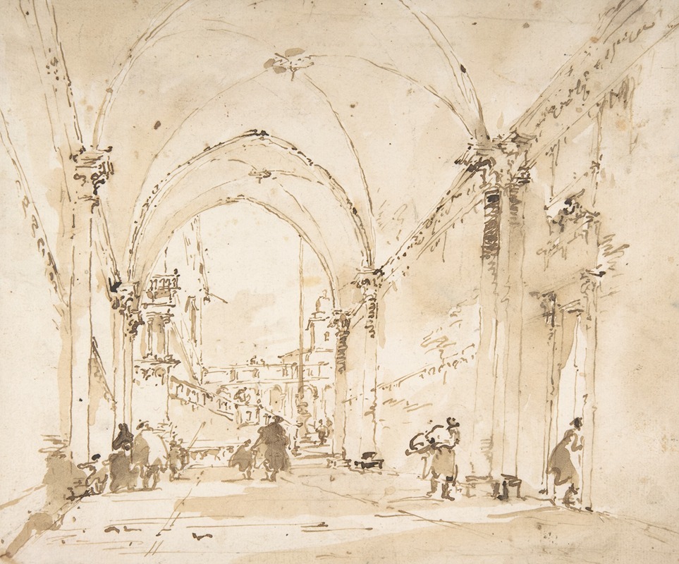 Architectural Capriccio; Vaulted Passageway Leading to a Square by Франческо Гуарди — digital art print download