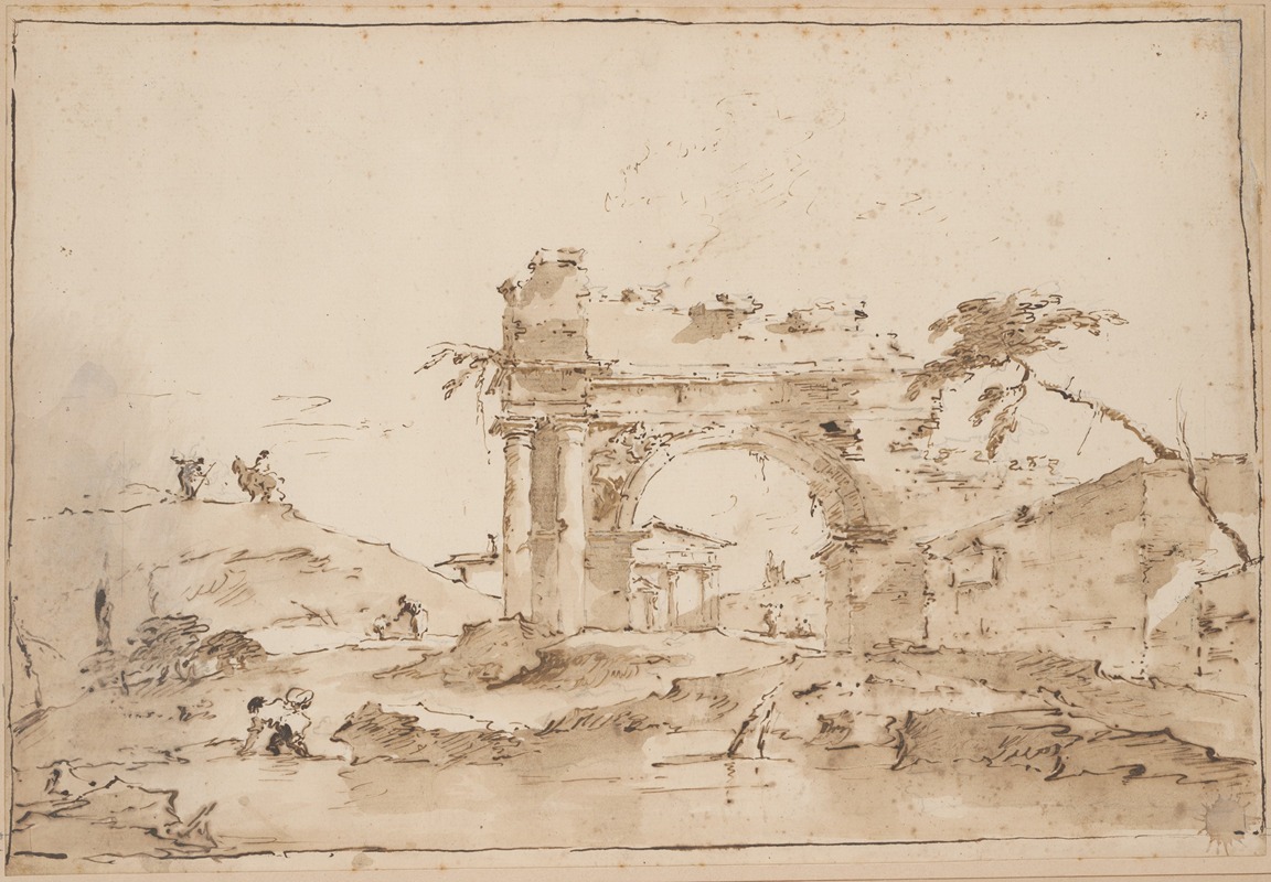 Capriccio with Roman Ruins by Франческо Гуарди — digital art print download
