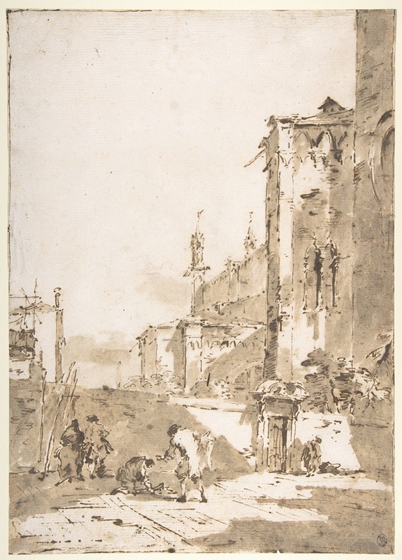 Dice Players in a Venetian Square — Франческо Гуарди