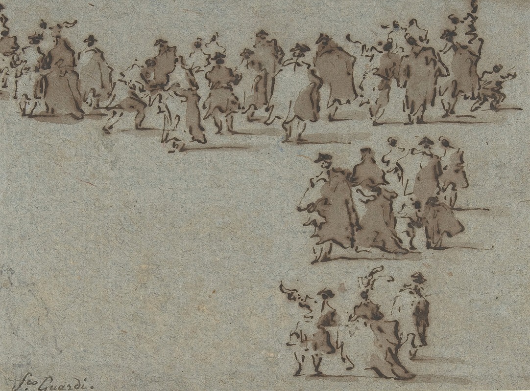 Studies of Walking Figures by Франческо Гуарди — digital art print download