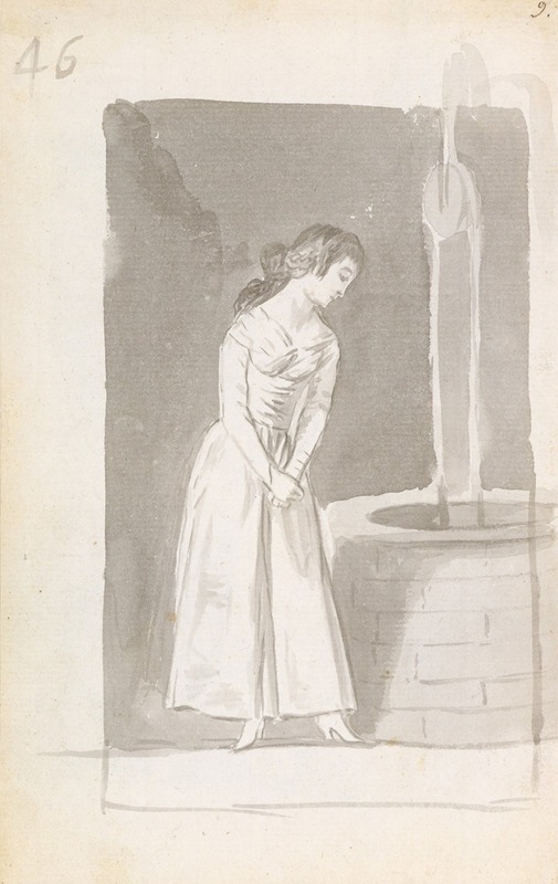 A young woman looking into a well — Francisco de Goya