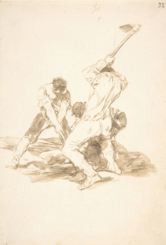 Three men digging by Francisco de Goya — digital art print download
