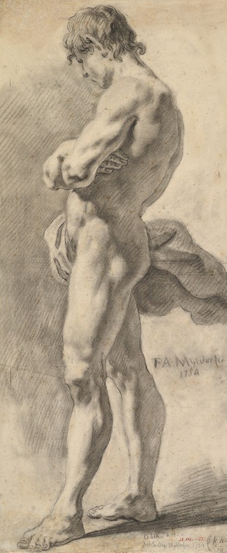 Standing Male Nude by Franz August Myldorfer, 1754 — digital art print download