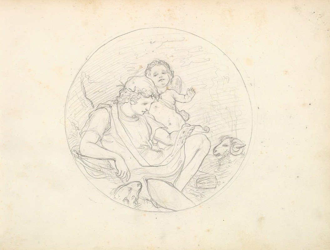Cupid and a Shepherd by Фредерик Лейтон — digital art print download