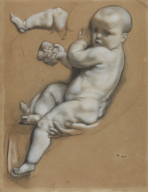 Study of a Baby by Фредерик Гудолл, 1868 — digital art print download