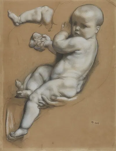 Study of a Baby by Frederick Goodall, 1868 — digital art print download