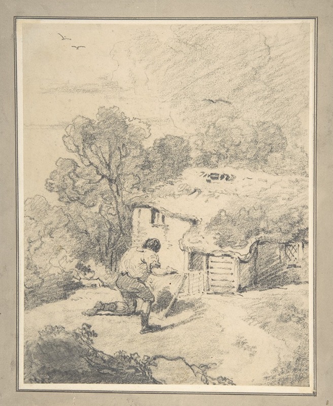Landscape with Figure by Джордж Морланд — digital art print download