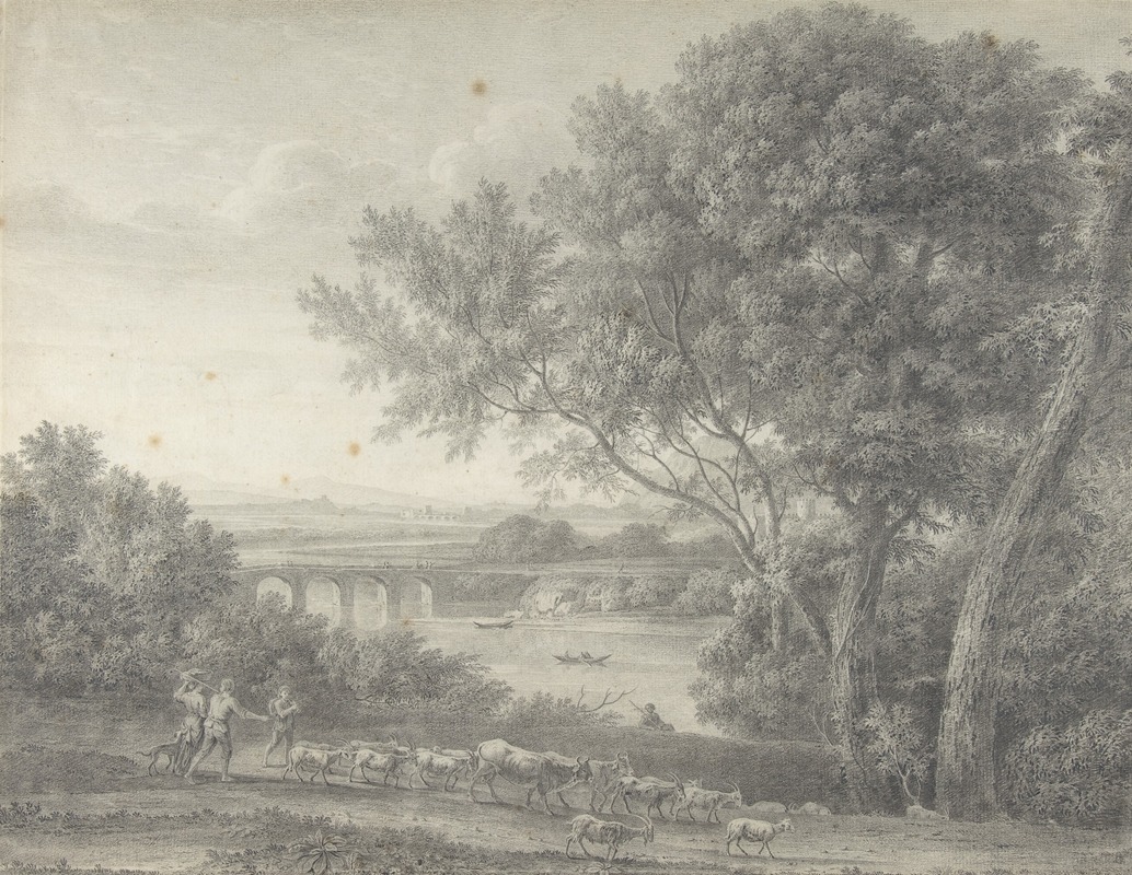 Classical Landscape with Herdsmen in the Foreground by Джованни Баттиста Лузиери, 1755–1821 — digital art print download