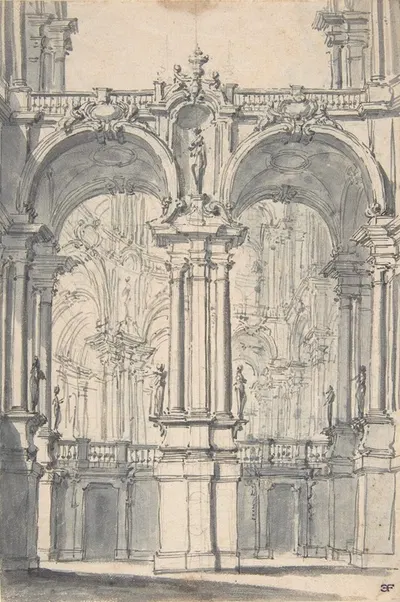 Design for Stage Set. by Giovanni Battista Natali III, 1698–1765 — digital art print download