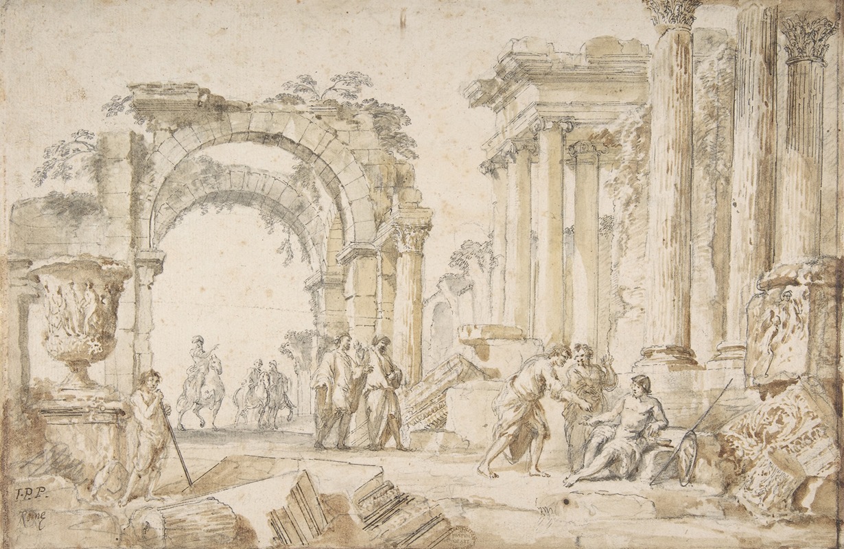 Figures in Classical Ruins by Джованни Паоло Панино, 1691–1765 — digital art print download
