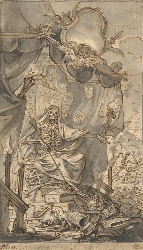 Death on a Canopied Throne (Design for a Title Page) — Godfried Maes