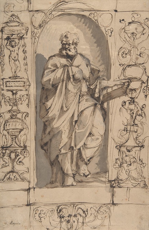 Draped Male Figure Standing in a Niche — Gregorio Lazzarini