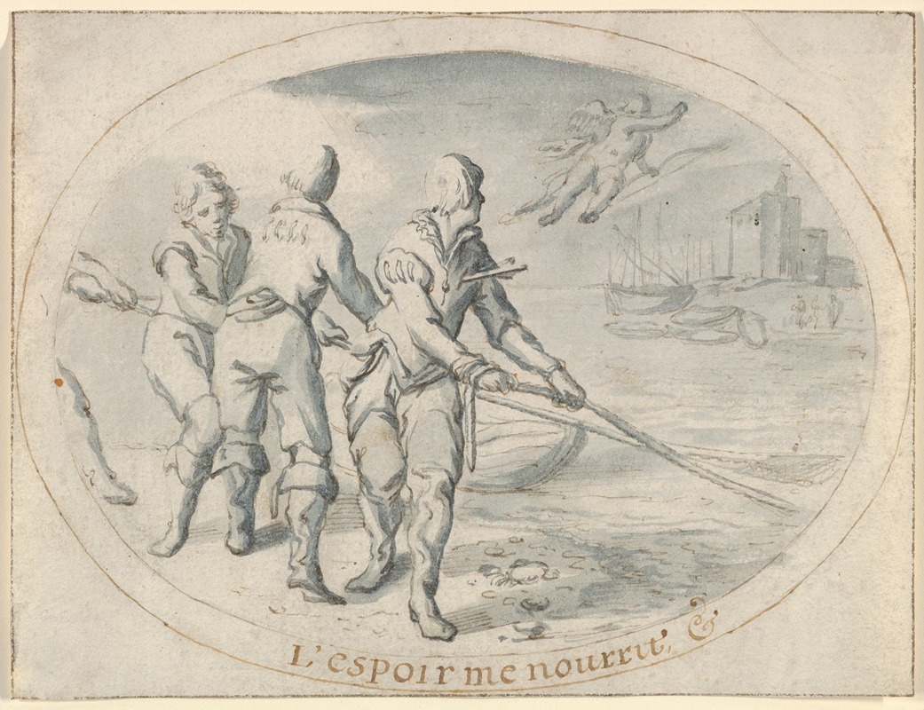 Emblem Drawing ('Hope sustains me') by Jacob Matham — digital art print download