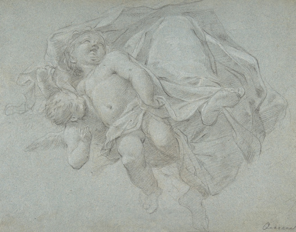 Two Putti Supporting the Lower Part of a Draped Figure — Jacopo Guarana