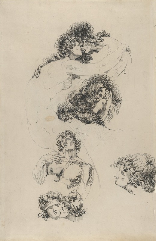 Studies of Lovers Embracing by James Jefferys, 1779 — digital art print download