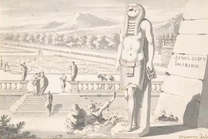 Statue of Osiris in a Garden — Jan Goeree