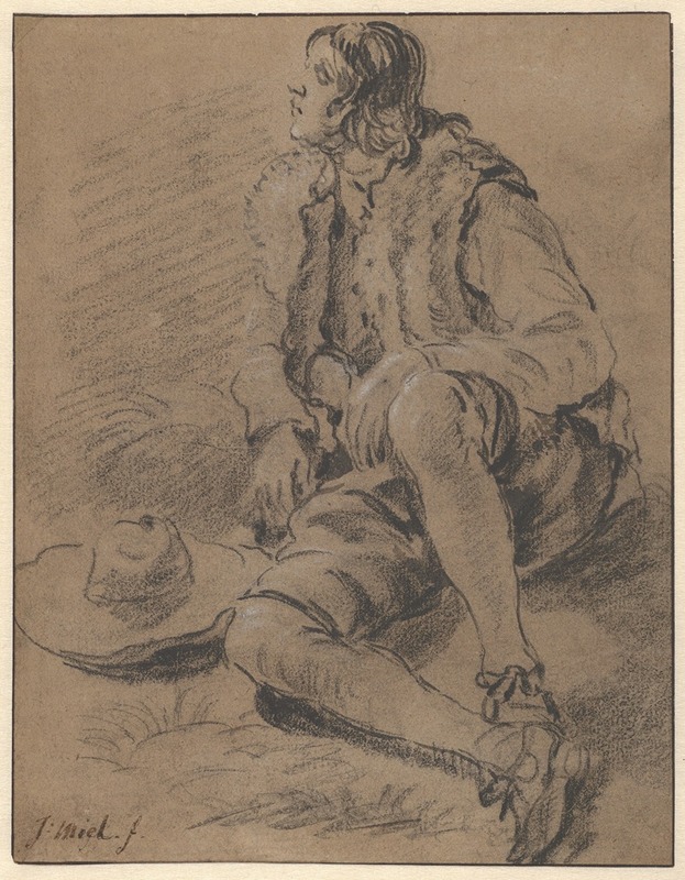 A Young Man Seated on the Ground by Ян Миль — digital art print download