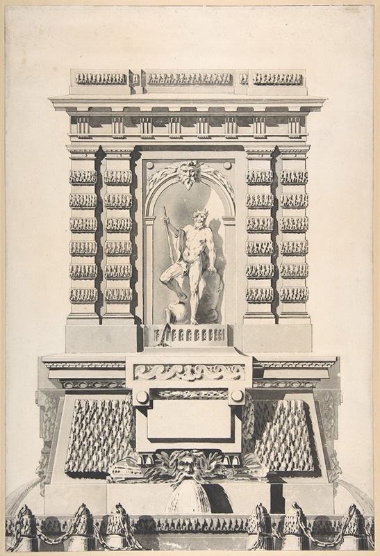 Design for a Monumental Fountain by Jean Dominique Etienne Le Canu — digital art print download