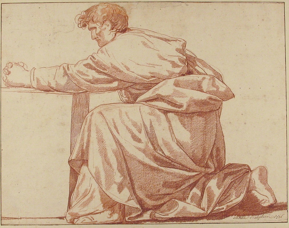 Kneeling Draped Male Figure by Jean Guillaume Moitte, 1776 — digital art print download