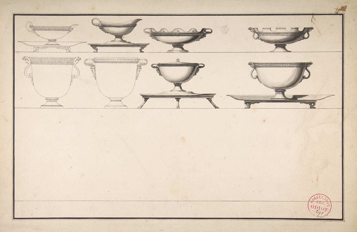 Studies of Eight Silver Pieces by Jean Guillaume Moitte — digital art print download
