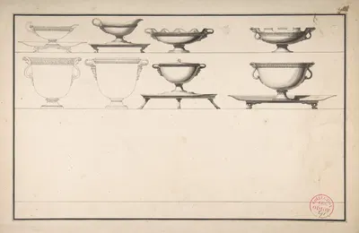 Studies of Eight Silver Pieces by Jean Guillaume Moitte — digital art print download