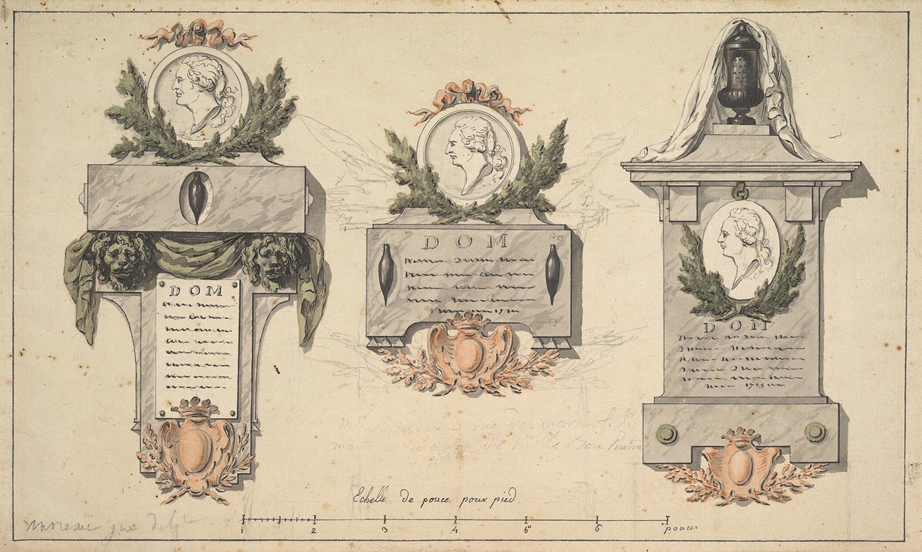 Three Designs for a Funerary Monument or Epitaph it. by Жан-Мишель Моро ле Жён — digital art print download
