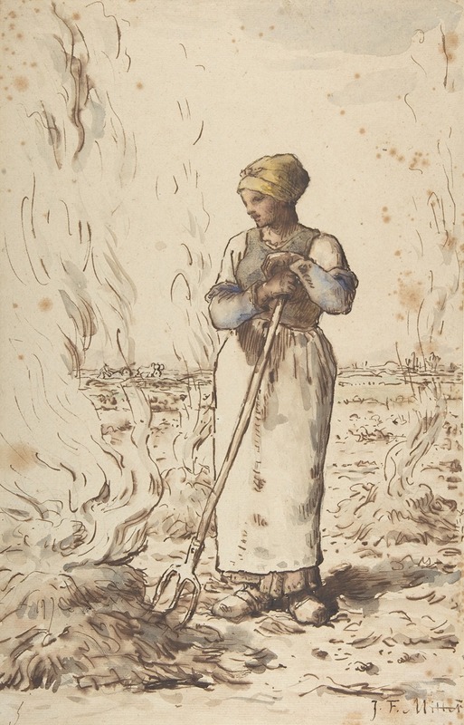 A Woman Burning Weeds by Жан-Франсуа Миле — digital art print download