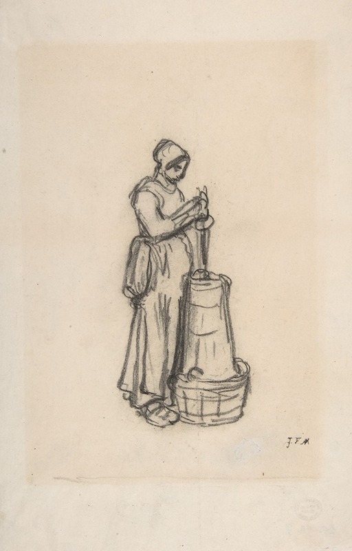 Woman with a Churn by Жан-Франсуа Миле, 1854 — digital art print download