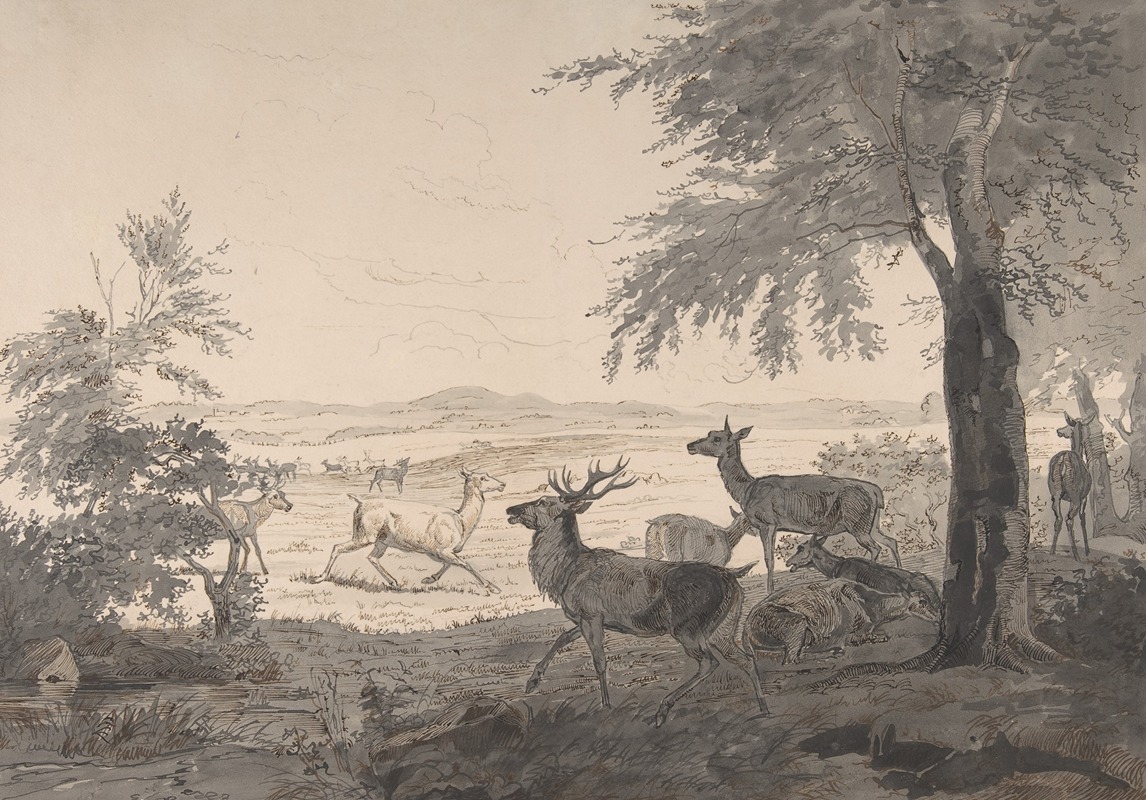 View of Dyrehaven by Йохан Томас Лундбю, 1838 — digital art print download