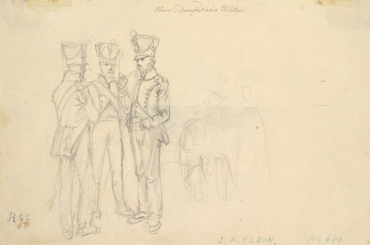 Study of Three Soldiers and Two More Figures — Johann Adam Klein
