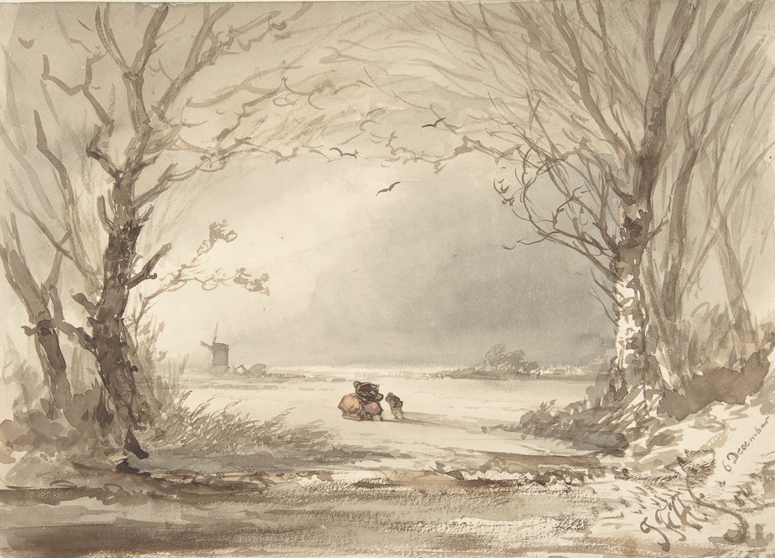 A Winter Landscape by Иоганнес Францискус Хоппенбруверс, 1854 — digital art print download